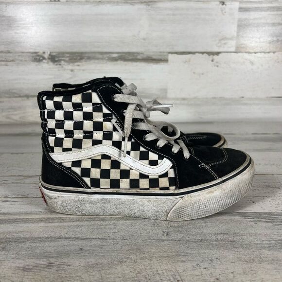 VANS Old Skool Checkerboard Black White High-Top‎ Skate Shoes Size US Womens 4 - Picture 1 of 7